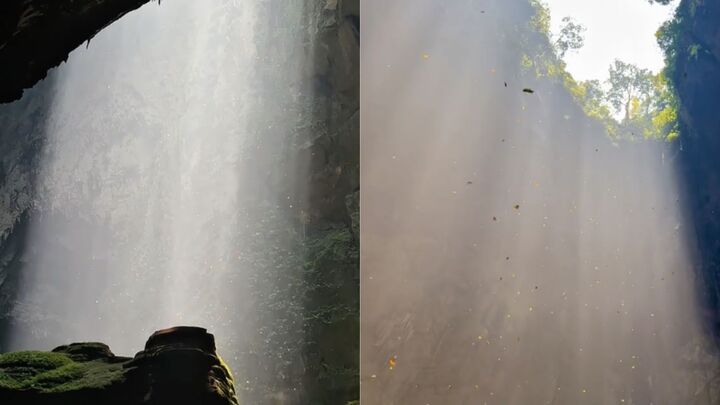 Dân mạng mê mẩn clip thiên nhiên 'rót vàng' vào hang Sơn Đoòng như cảnh tiên