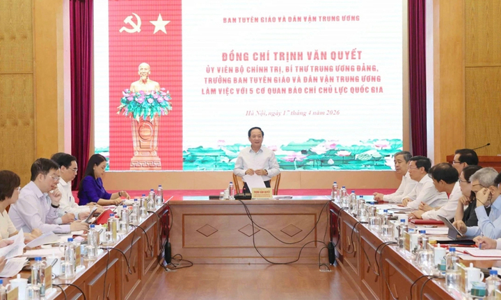 Trưởng Ban Tuyên giáo và Dân vận TW làm việc với 5 cơ quan báo chí chủ lực quốc gia