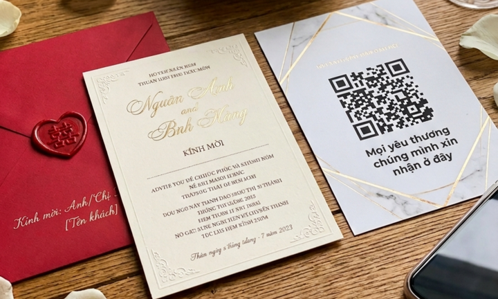 Vô duyên khi để mã QR chuyển khoản trong thiệp cưới 