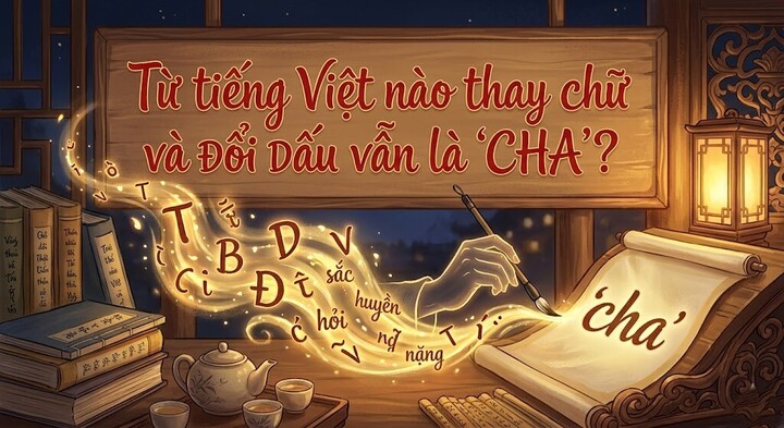 Từ tiếng Việt nào thay chữ và đổi dấu vẫn là 'cha'?
