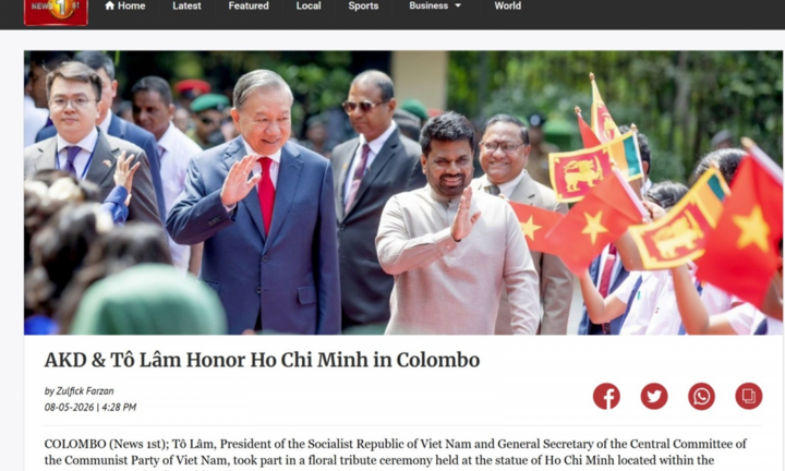 Truyền thông Sri Lanka đưa đậm nét về chuyến thăm của Tổng Bí thư, Chủ tịch nước Tô Lâm