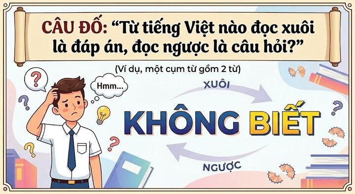 Từ tiếng Việt nào đọc xuôi là đáp án, đọc ngược là câu hỏi?