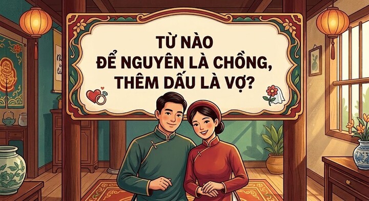 Câu đố 'hack não': Từ nào để nguyên là chồng, thêm dấu là vợ?