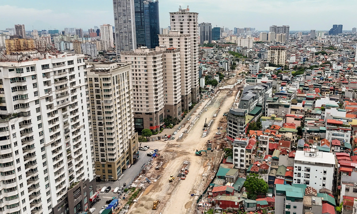 Hình hài tuyến đường Vành đai 2,5 qua Cầu Giấy sau gần 3 tháng thi công