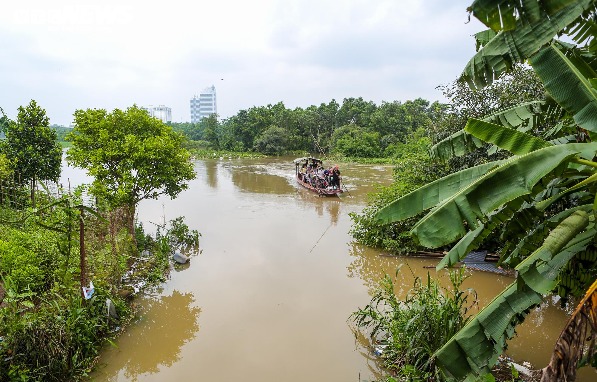 Kiếm tiền triệu mỗi ngày nhờ đưa khách qua đoạn bãi giữa sông Hồng ngập nước - 9