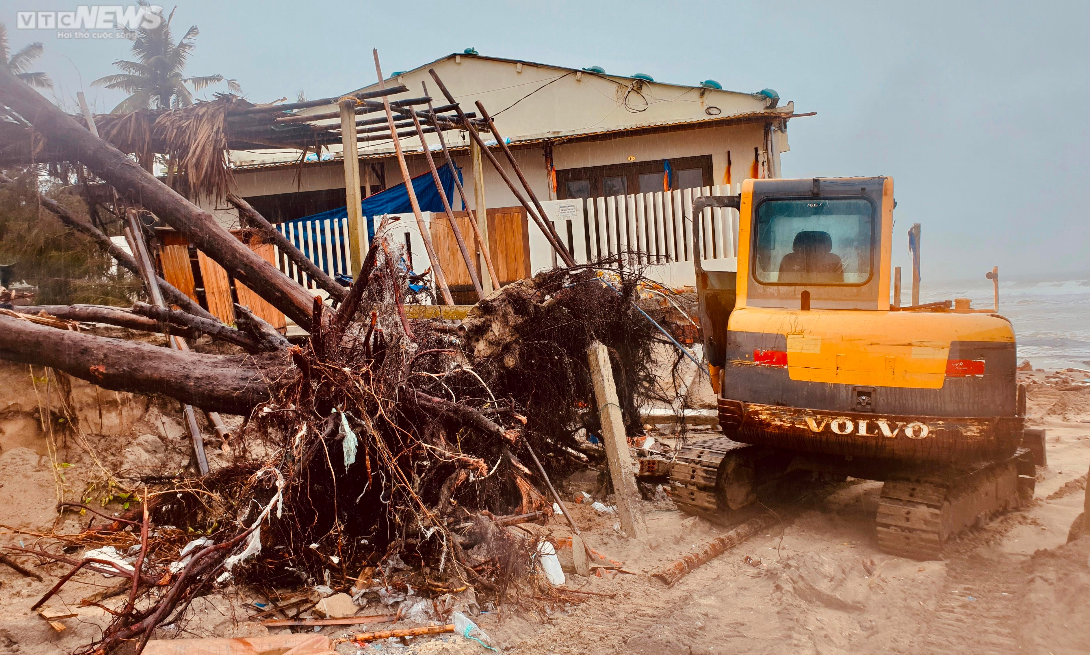 Sóng đánh sập dãy nhà dân, 'ngoạm' trơ gốc phi lao ven biển Hội An - 10