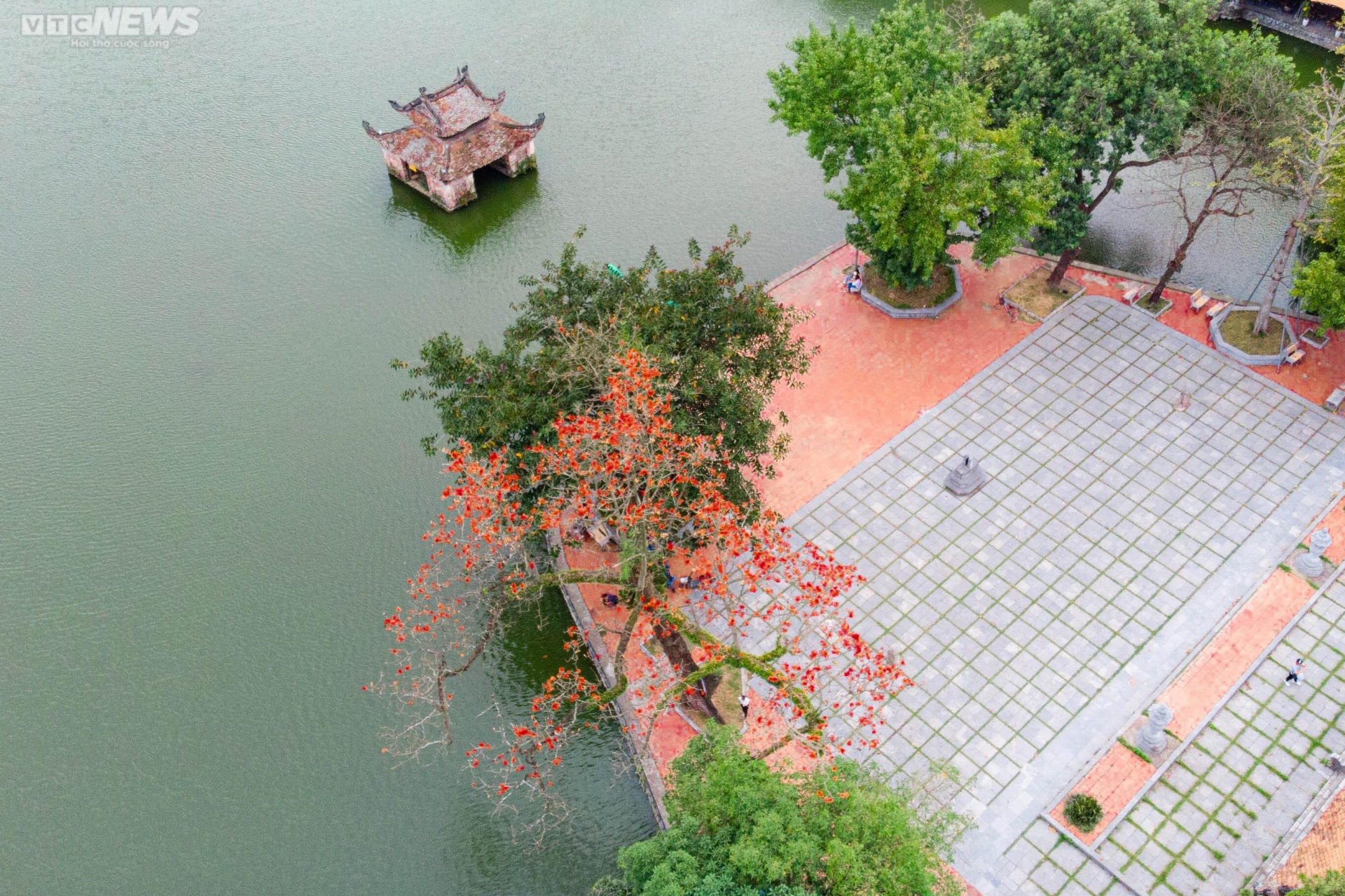 Ngôi chùa nghìn năm tuổi ở Hà Nội nên thơ với sắc đỏ hoa gạo - 1