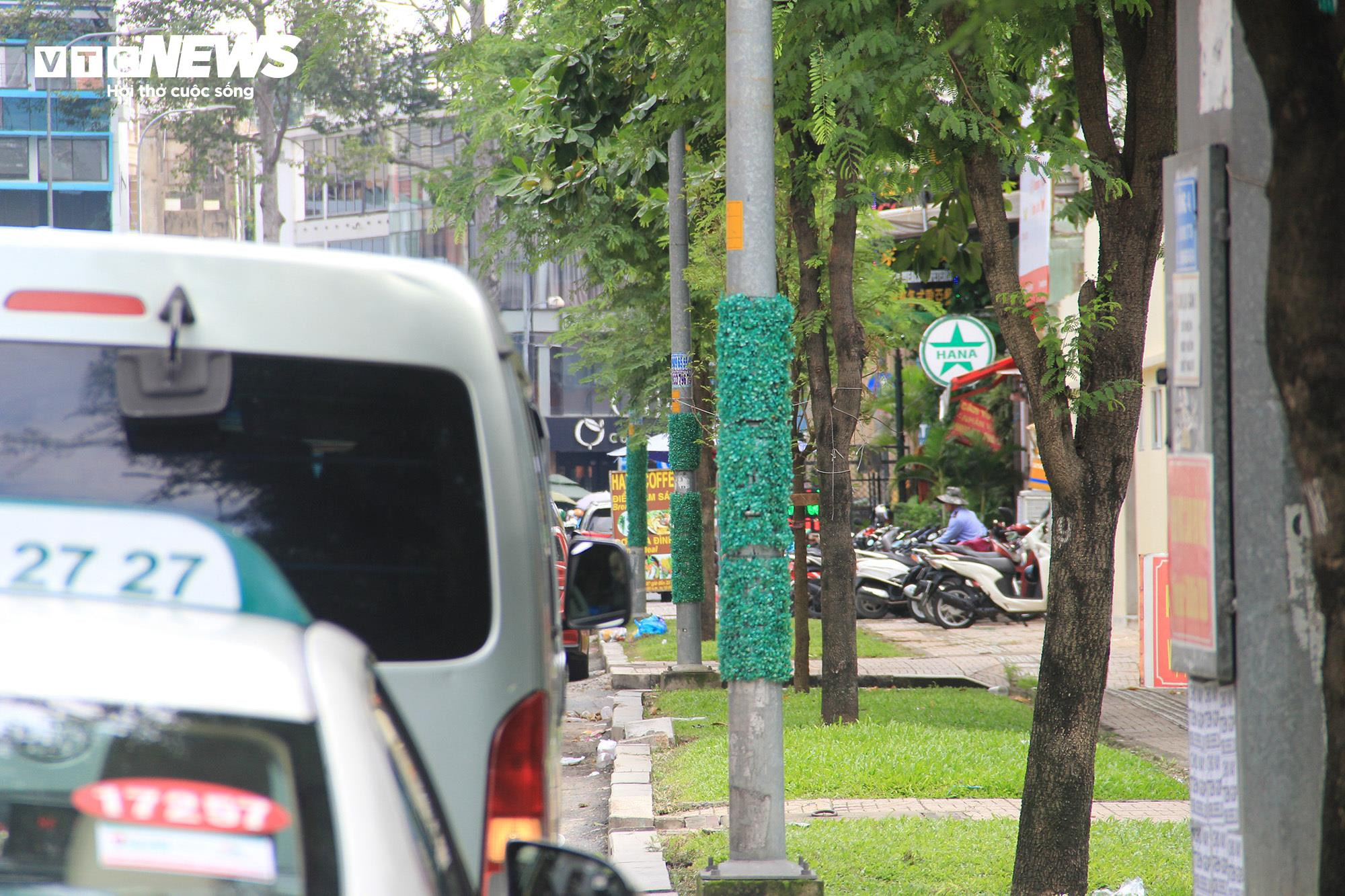 TP.HCM: Hơn 1.000 trụ điện quấn cỏ nhựa vẫn chi chít quảng cáo hút hầm cầu - 4