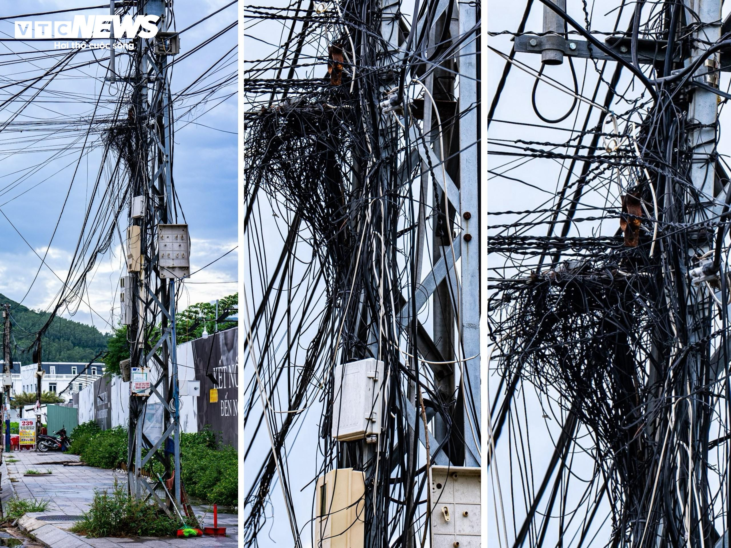 Dây điện, dây cáp như 'tơ vò', thòng lọng trên phố: Hiểm họa chực chờ ở Quy Nhơn - 13