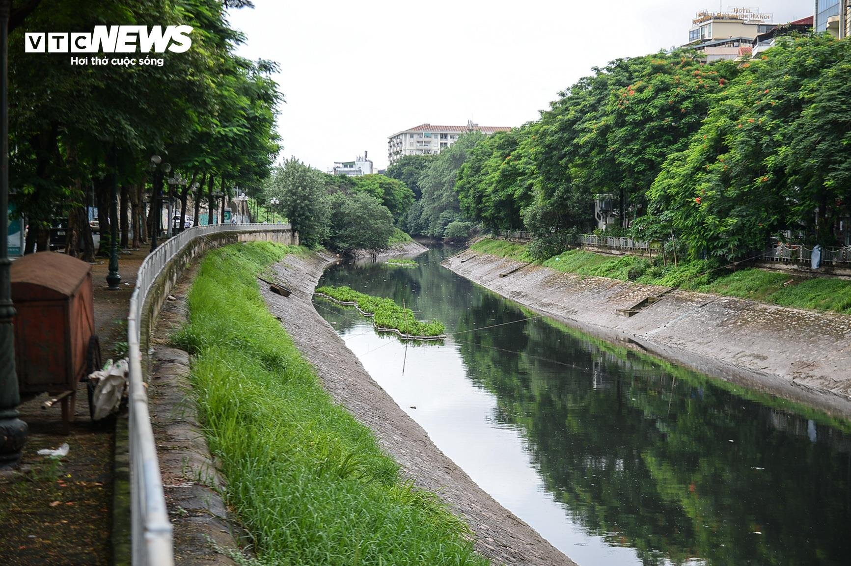 Sau vài ngày chuyển màu xanh, nước sông Tô Lịch lại đen kịt, bốc mùi hôi thối - 13