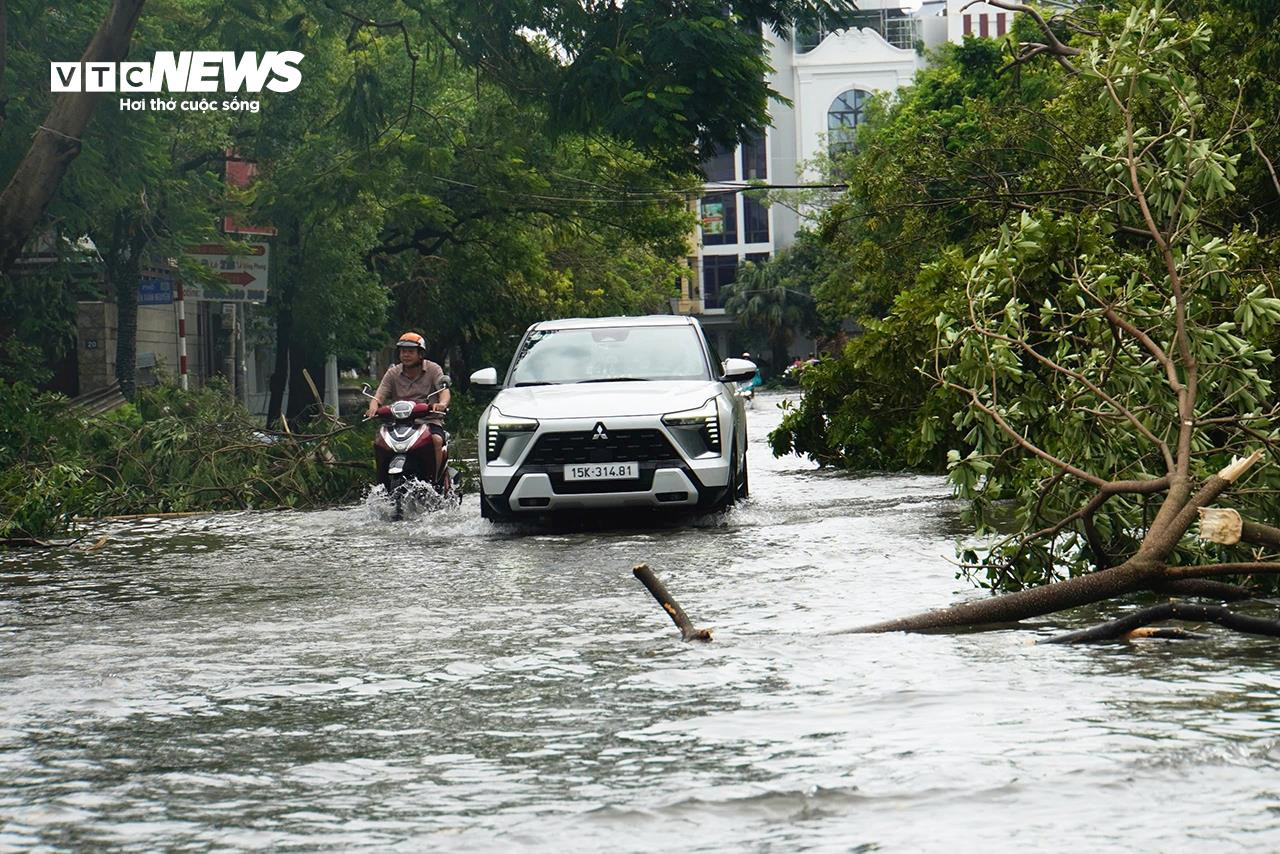 Cây đổ la liệt, đường phố Hải Phòng ngập sâu sau bão Yagi - 13