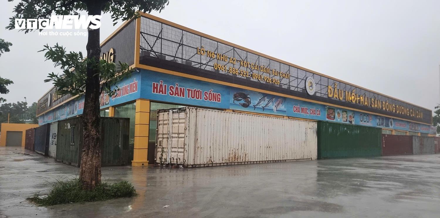 Người dân Quảng Ninh thuê dàn container, xe tải chặn trước cửa ứng phó bão Wipha - 1