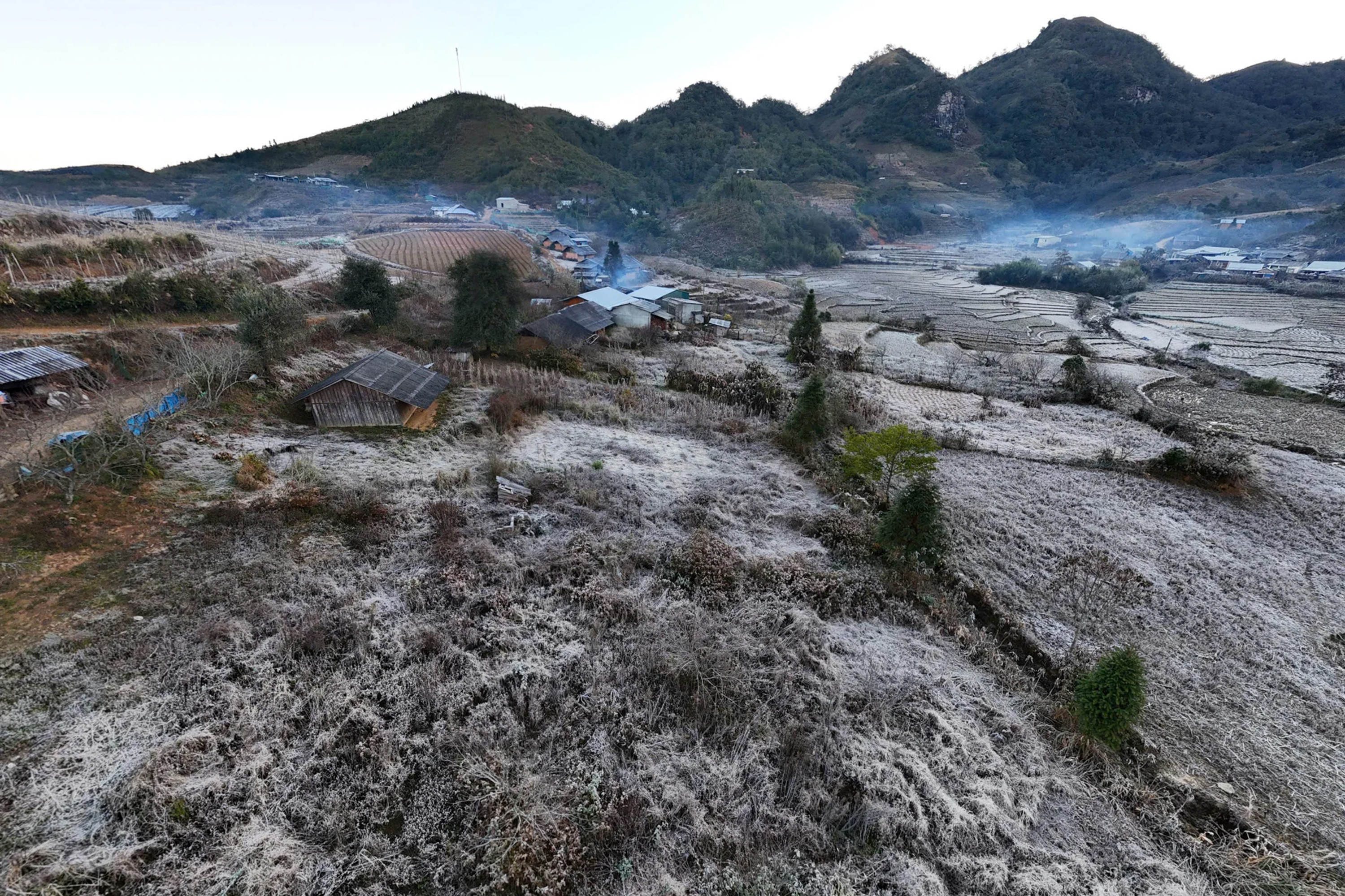 Lào Cai: Băng giá trắng xóa 'bao phủ' bản làng ở Y Tý - 1