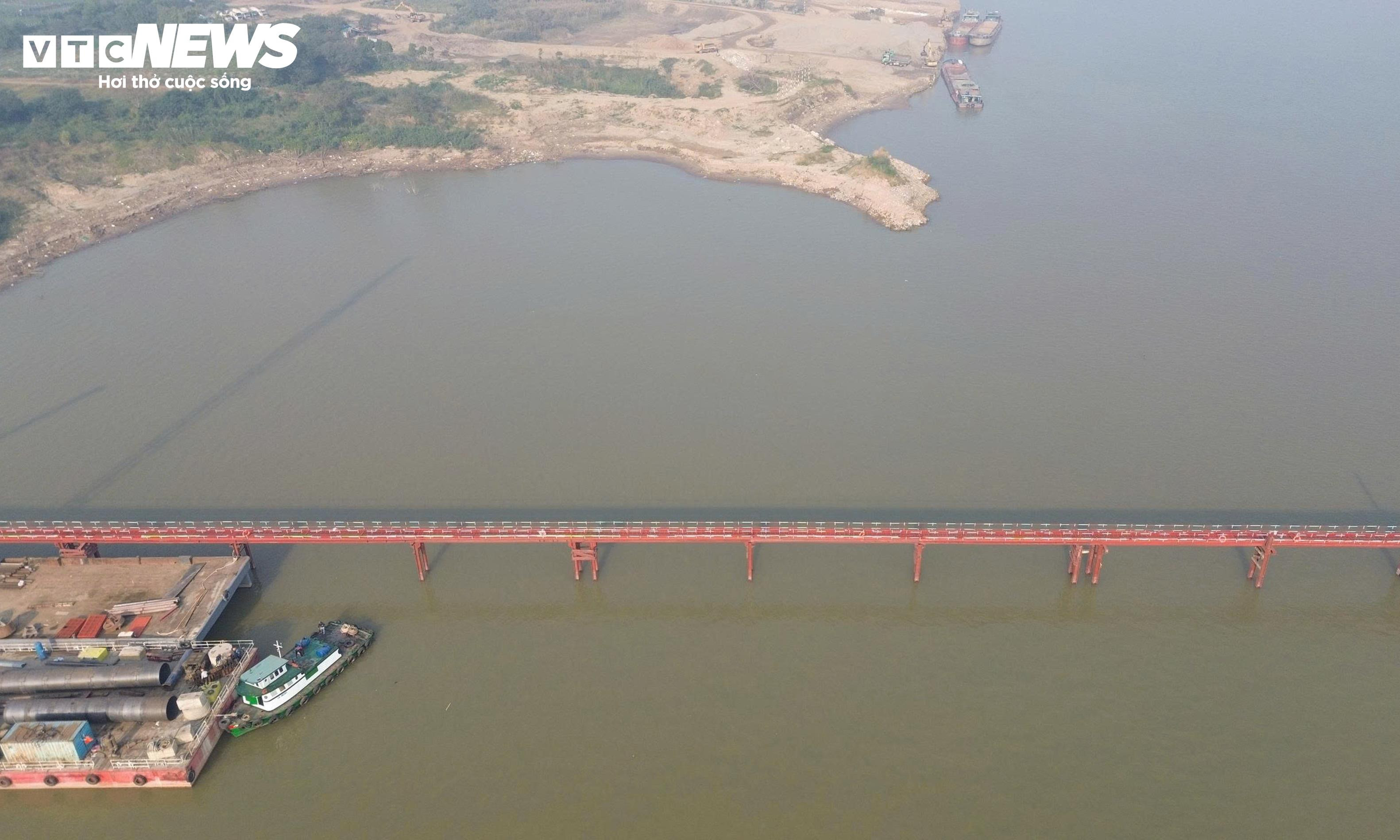 Cận cảnh công trường thi công cầu Thượng Cát hơn 7.300 tỷ đồng bắc qua sông Hồng - 10