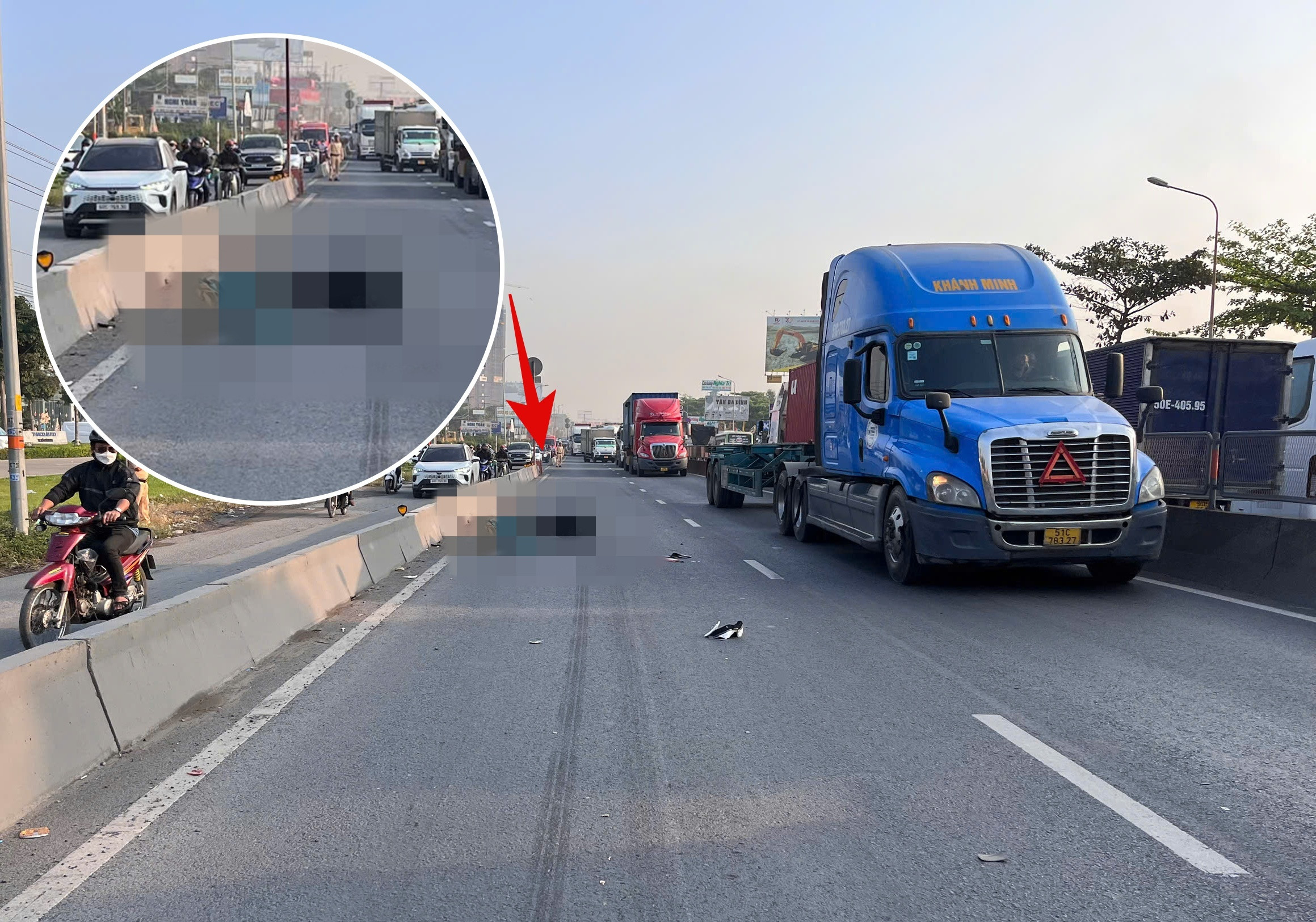 Hiện trường vụ tai nạn giao thông.