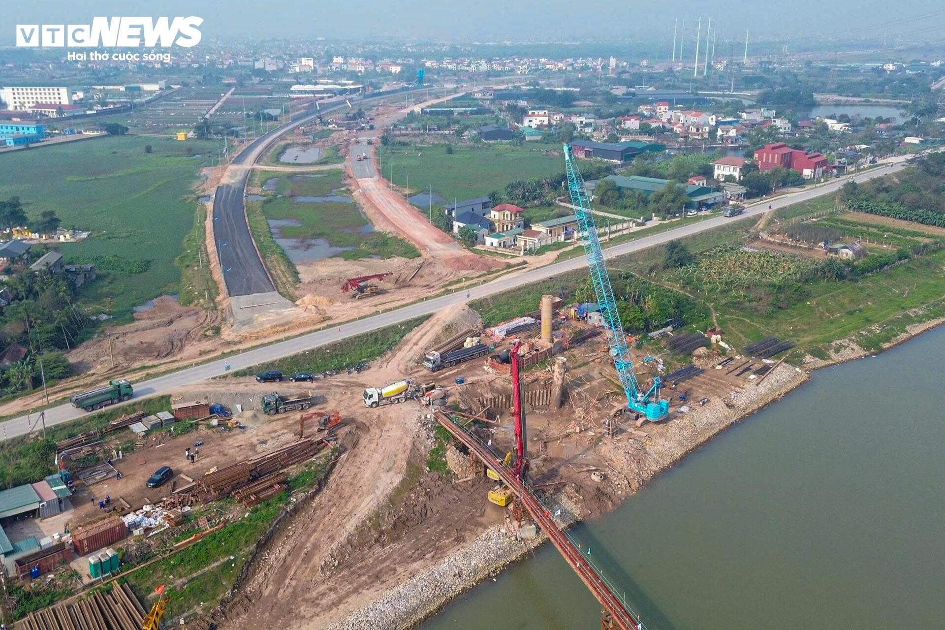 Cầu 4.900 tỷ vượt sông Hồng nối Hà Nội - Hưng Yên đang được thi công ra sao? - 11