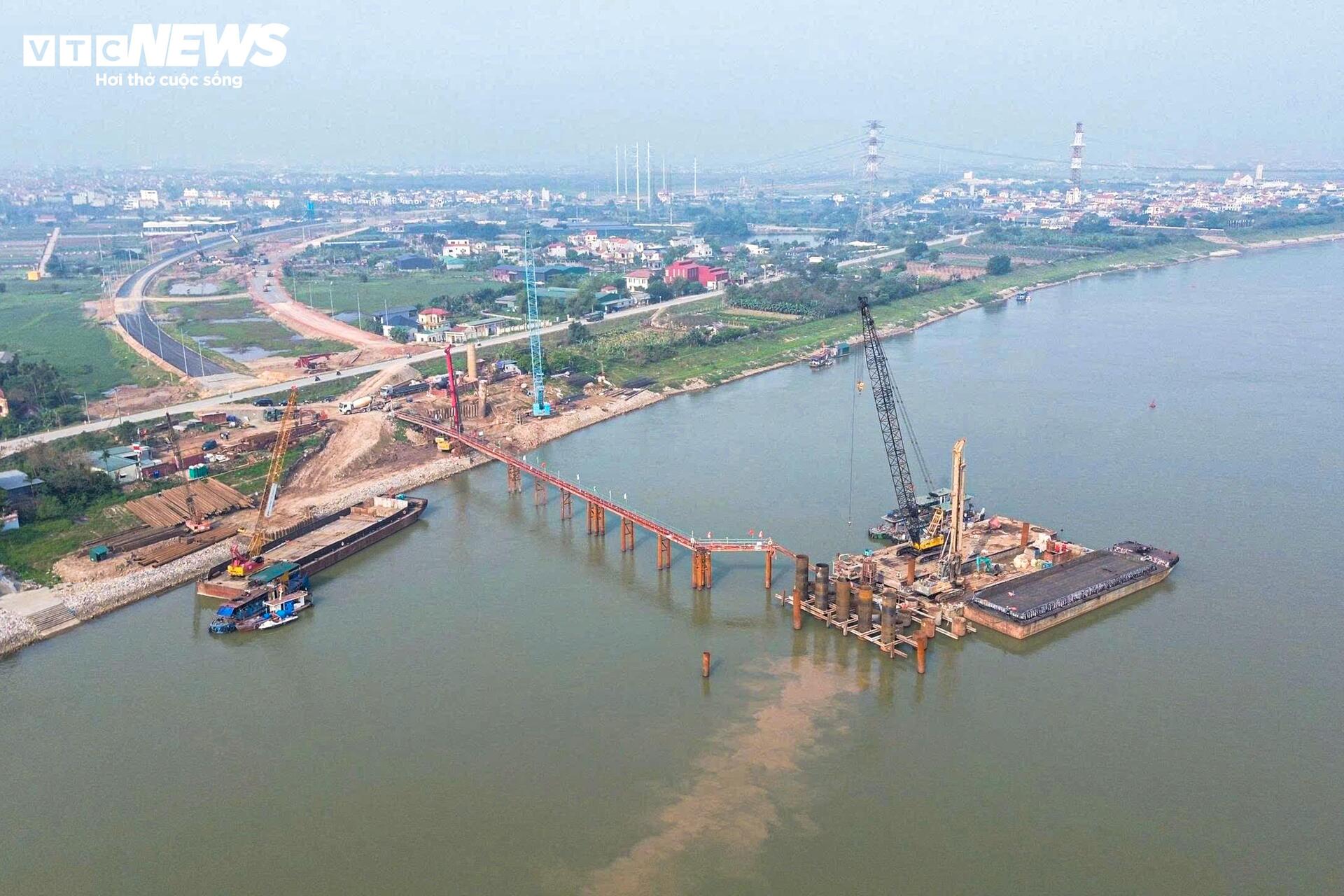 Cầu 4.900 tỷ vượt sông Hồng nối Hà Nội - Hưng Yên đang được thi công ra sao? - 2