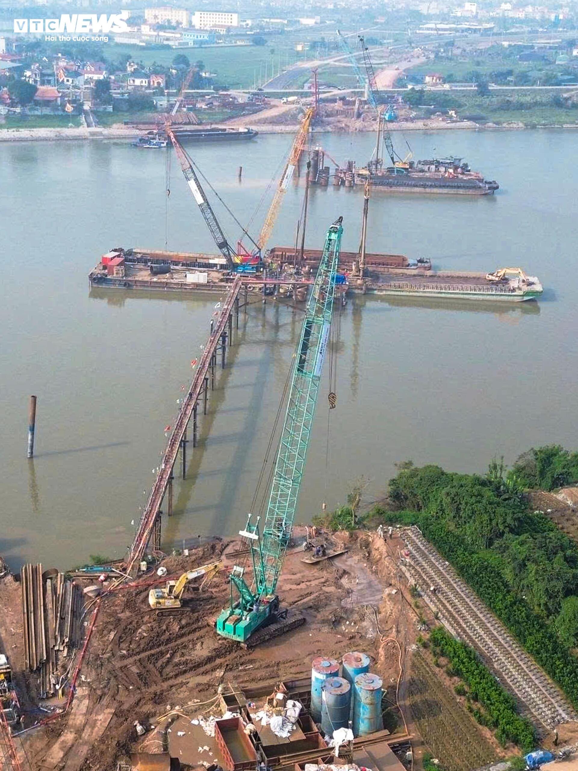 Cầu 4.900 tỷ vượt sông Hồng nối Hà Nội - Hưng Yên đang được thi công ra sao? - 4