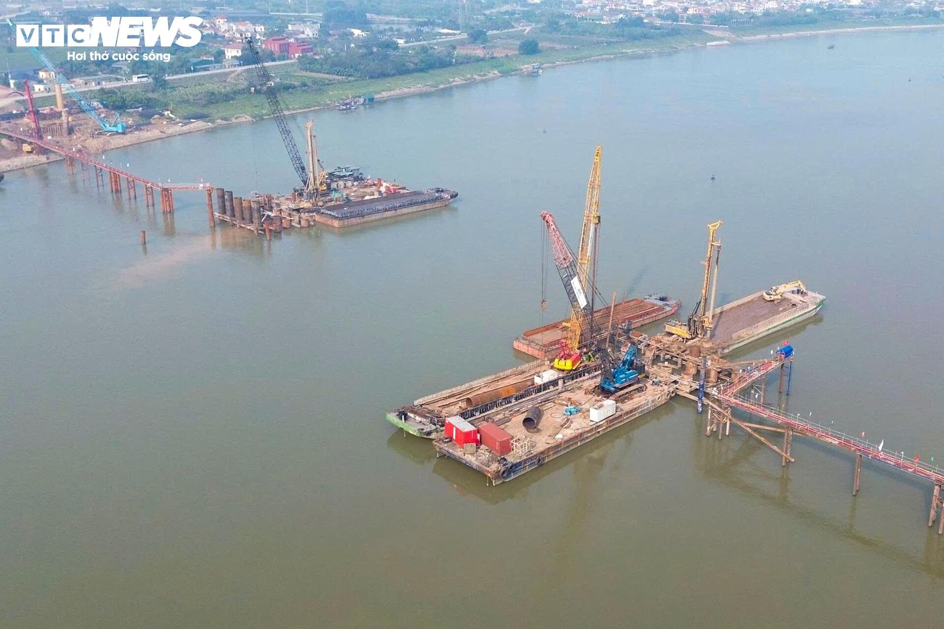Cầu 4.900 tỷ vượt sông Hồng nối Hà Nội - Hưng Yên đang được thi công ra sao? - 5