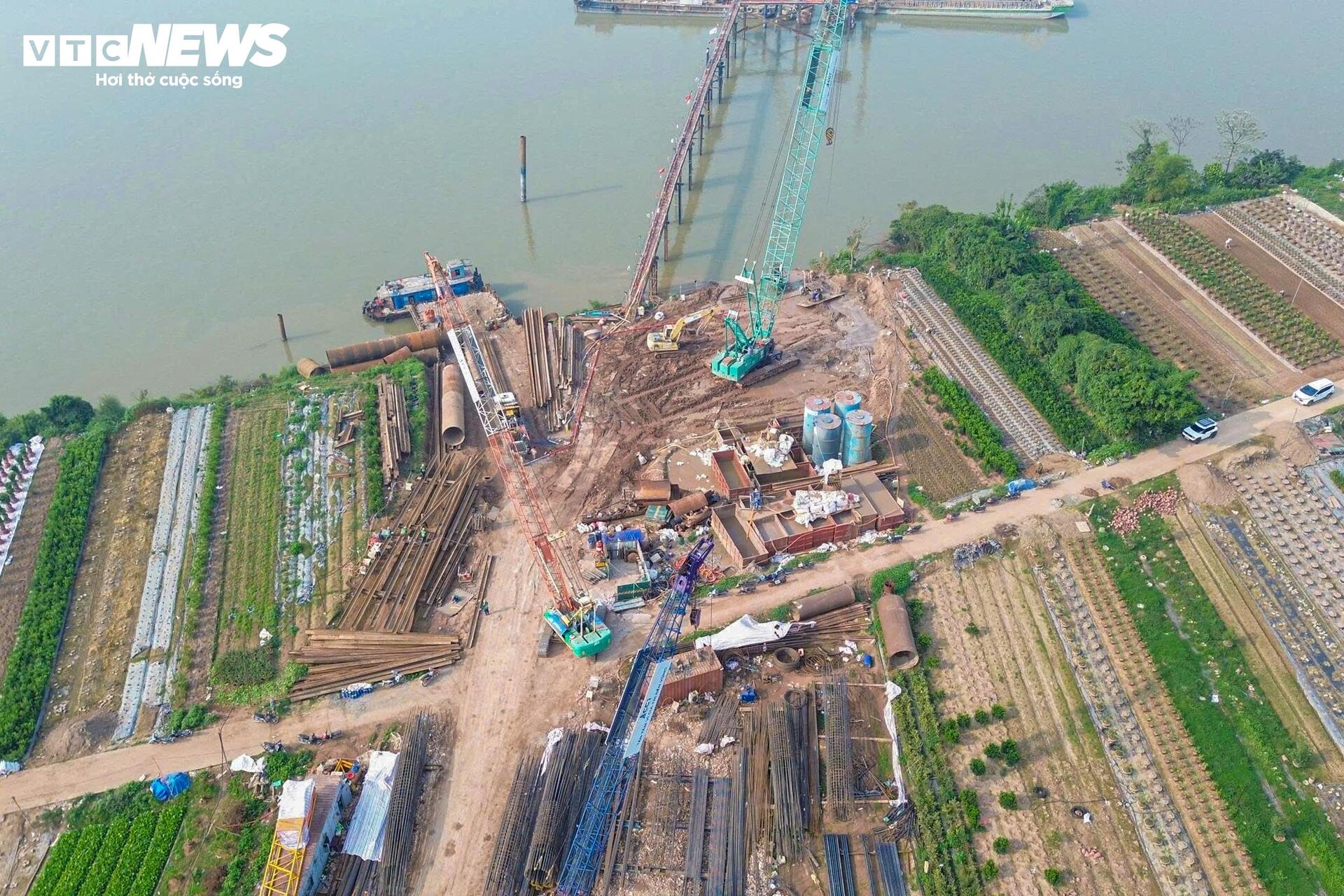 Cầu 4.900 tỷ vượt sông Hồng nối Hà Nội - Hưng Yên đang được thi công ra sao? - 6