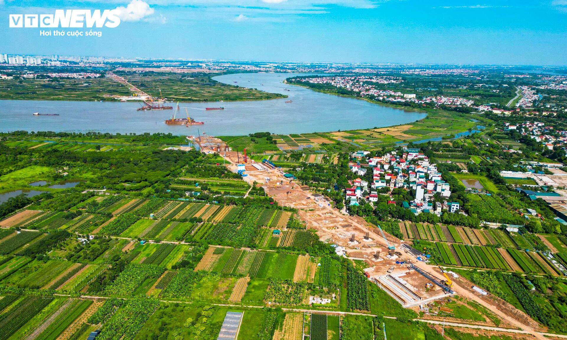 Toàn cảnh công trường cầu dây văng gần 12.000 tỷ đồng nối Hà Nội và Hưng Yên - 10