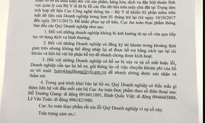 Cục ATTP xin lỗi doanh nghiệp vì hệ thống dịch vụ bị lỗi