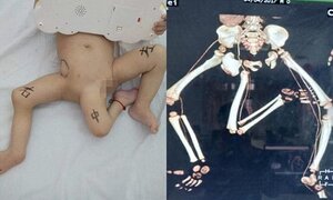 Kỳ lạ: Cậu bé sinh ra có 3 chân khác người