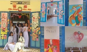 Ảnh: Lớp học được trang trí đón Tết ngập tràn mạng xã hội