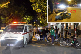 Xe cứu thương vượt đèn đỏ, gây tai nạn rồi bỏ chạy trên phố Hà Nội