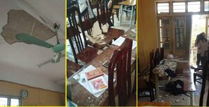 Sập vữa trần phòng học, ba học sinh lớp 12 nhập viện