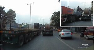 Phanh gấp, xe container bị hai cuộn sắt hàng chục tấn đè bẹp cabin