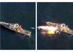 Hình ảnh tên lửa chống hạm Triều Tiên xuyên phá tàu chiến mục tiêu