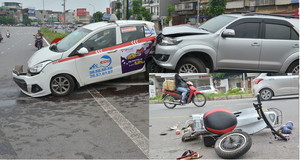 Xe Fortuner tông liên hoàn trên phố Hà Nội, 3 người nhập viện