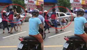 Va chạm giao thông, cầm mũ bảo hiểm phang chảy máu đầu cô gái trẻ