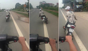 Khiếp đảm xem thanh niên lạng lách đánh võng, 'thách thức tử thần' ở Bắc Giang