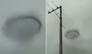 Vòng tròn đen bí ẩn lơ lửng giữa trời u ám gây sửng sốt