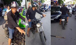 Gây tai nạn rồi bỏ chạy, nam thanh niên bị truy đuổi, ép quay lại giải quyết