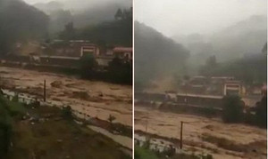 Dân hoảng sợ nhìn lũ cuồn cuộn như thác, cuốn phăng mọi thứ ở Mù Cang Chải