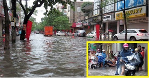 Video: Mưa ngập đường phố Hải Phòng, ô tô 'bơi' trên vỉa hè cùng xe máy