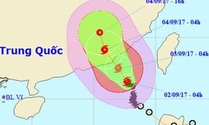 Bão số 8 tiến thẳng đất liền Trung Quốc
