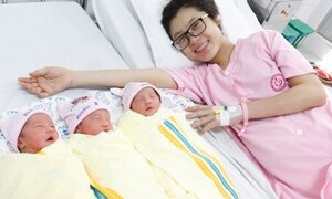 Người mẹ 9x xinh đẹp mang tam thai tự nhiên hiếm gặp