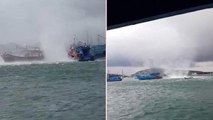 Clip: Lốc xoáy càn quét trên biển làm chao đảo tàu thuyền ở Phú Quốc