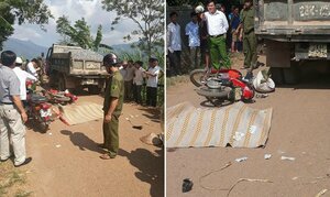 Va chạm với người phụ nữ gánh cỏ, cô gái trẻ bị xe tải cán chết