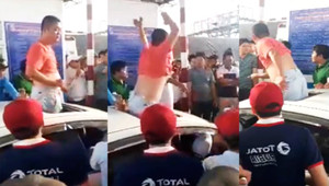 Tài xế đứng lên ô tô nhảy múa hò hét, bấm còi inh ỏi khiến BOT Cai Lậy hỗn loạn