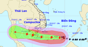 Đêm nay, bão số 16 giật cấp 15 đi qua đảo Trường Sa Lớn