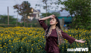 Ảnh: Ngắm nữ sinh xứ Huế đẹp mơ màng bên hoa cúc Tết