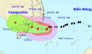 Bão số 9 giật cấp 12 cách đảo Phú Quý khoảng 110 km