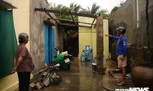 Tâm bão số 9 áp sát Phú Quý: Nhà dân tốc mái, cây đổ rạp bên đường