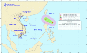 Xuất hiện áp thấp nhiệt đới gần Biển Đông