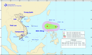 Xuất hiện áp thấp nhiệt đới gần Biển Đông